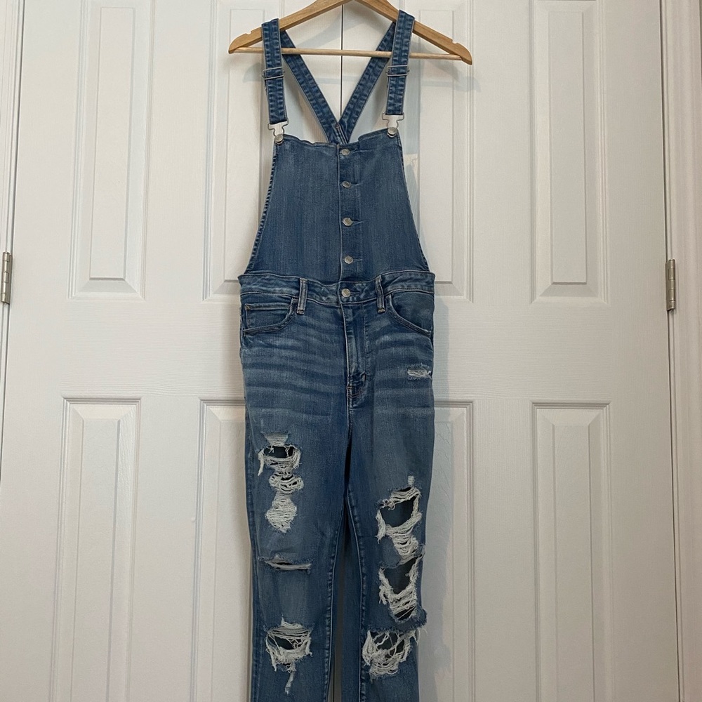 American Eagle Distressed Denim Overalls